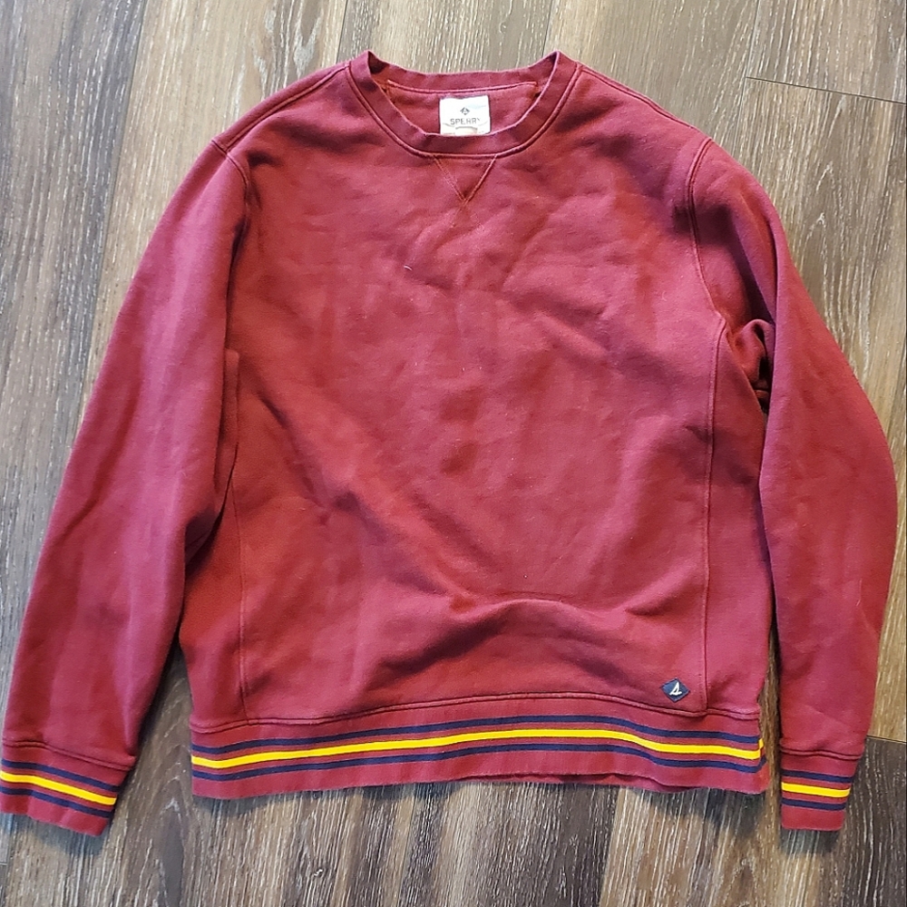 Sperry Men’s Casual Longsleeve Crewneck Maroon Sweater Size L Cozy And Soft